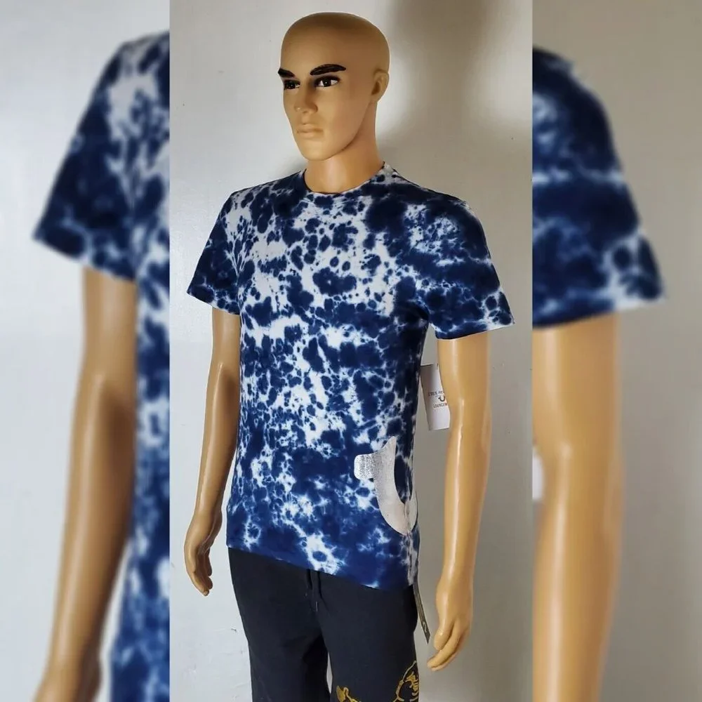 TRUE RELIGION LOUNGEWEAR TIE DYE TSHIRT MEN'S SHORT SLEEVE BLUE SIZE M